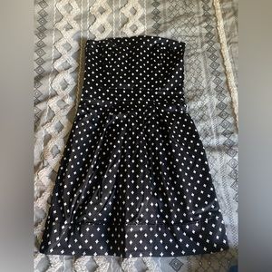 Black and white strapless dress